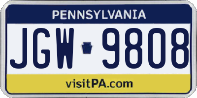 PA license plate JGW9808