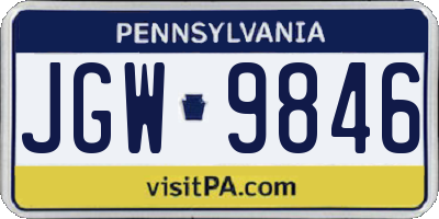 PA license plate JGW9846
