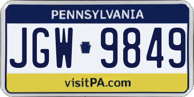 PA license plate JGW9849