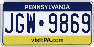 PA license plate JGW9869