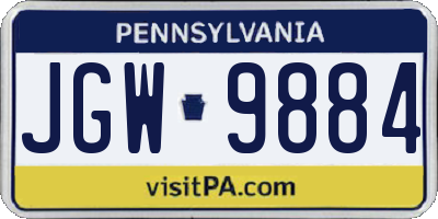 PA license plate JGW9884