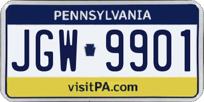 PA license plate JGW9901