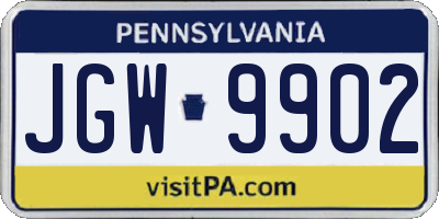 PA license plate JGW9902