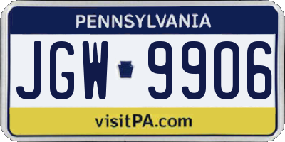 PA license plate JGW9906