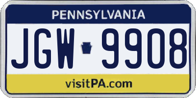 PA license plate JGW9908