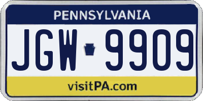 PA license plate JGW9909