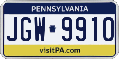 PA license plate JGW9910