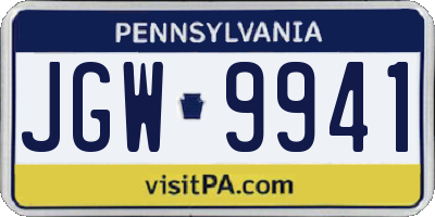 PA license plate JGW9941