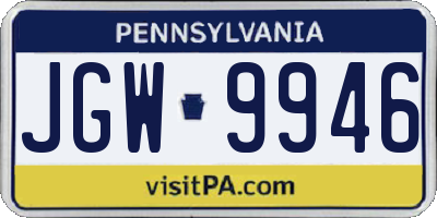 PA license plate JGW9946