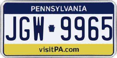 PA license plate JGW9965
