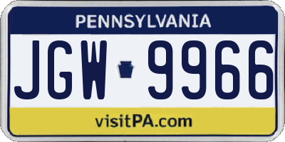 PA license plate JGW9966