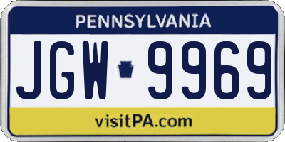 PA license plate JGW9969
