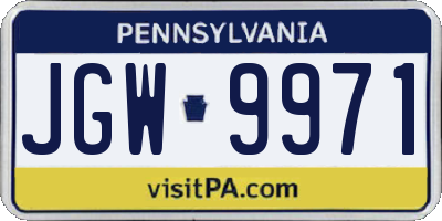 PA license plate JGW9971