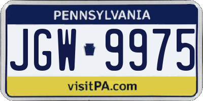 PA license plate JGW9975