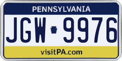 PA license plate JGW9976