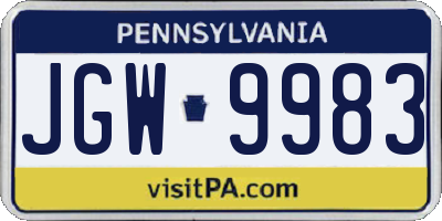 PA license plate JGW9983