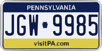 PA license plate JGW9985