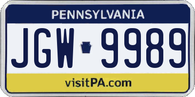 PA license plate JGW9989