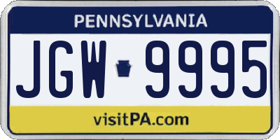 PA license plate JGW9995