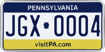 PA license plate JGX0004