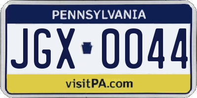 PA license plate JGX0044