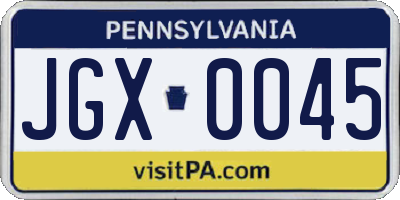 PA license plate JGX0045