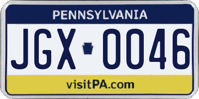 PA license plate JGX0046
