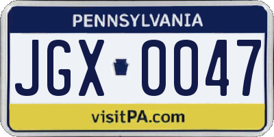 PA license plate JGX0047