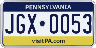 PA license plate JGX0053