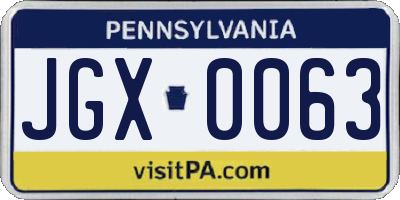 PA license plate JGX0063