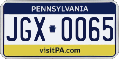 PA license plate JGX0065