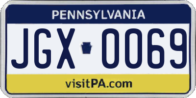 PA license plate JGX0069