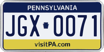 PA license plate JGX0071
