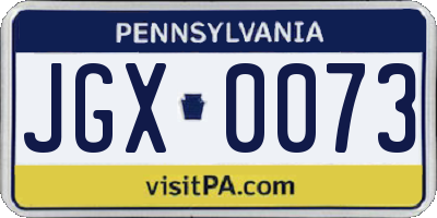 PA license plate JGX0073