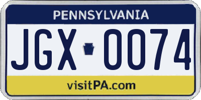 PA license plate JGX0074