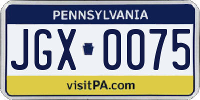 PA license plate JGX0075