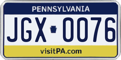 PA license plate JGX0076
