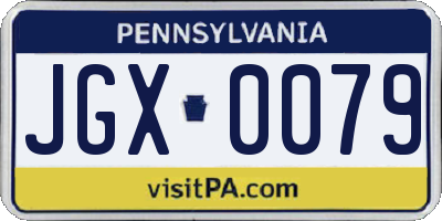 PA license plate JGX0079