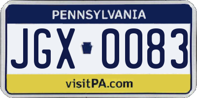 PA license plate JGX0083