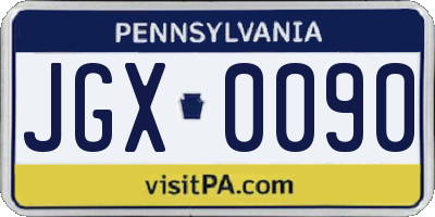 PA license plate JGX0090