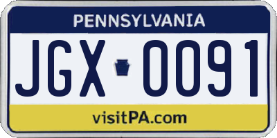 PA license plate JGX0091