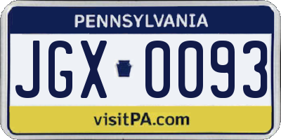 PA license plate JGX0093