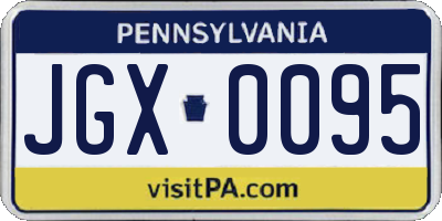 PA license plate JGX0095