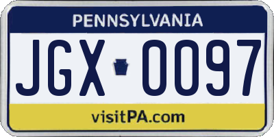 PA license plate JGX0097