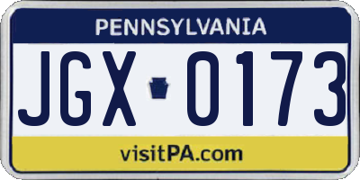 PA license plate JGX0173