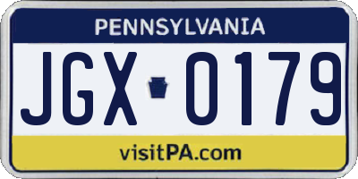 PA license plate JGX0179