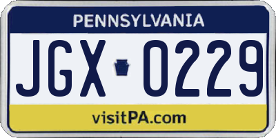 PA license plate JGX0229