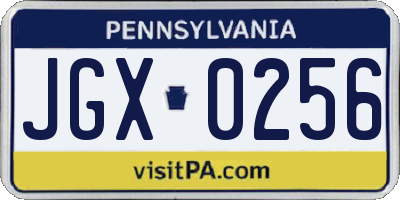 PA license plate JGX0256