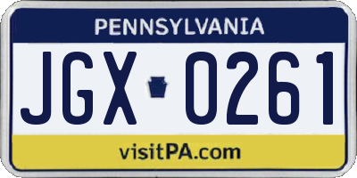 PA license plate JGX0261