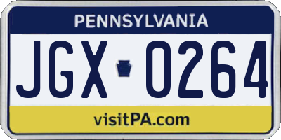 PA license plate JGX0264
